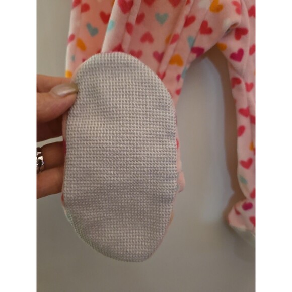 Carter’s Toddler Girls Pajamas 12 Month One Piece Fleece Hearts Polka Dots Pink - Picture 7 of 11